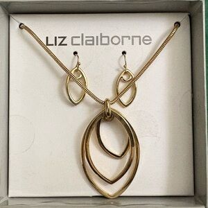 Liz Claiborne Gold-Tone Necklace and Drop Earring Set